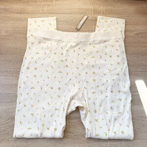 NWT SKIMS Cotton Rib Leggings Marigold Rosebud Floral Print Yellow White 2X
